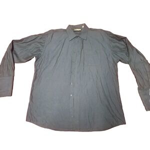 Bachrach Mens Dress Shirt 17.5 36/37 Grey French Cuff Long Sleeve Button Up